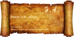 Henrich Alex névjegykártya